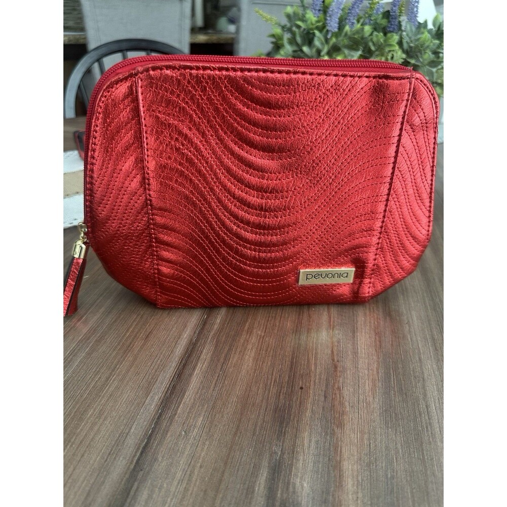 Pevonia RED Cosmetic Bag Pouch Zipper Pouch Organizer NEW
